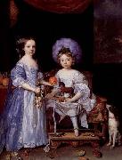 John Michael Wright Painting by John Michael Wright of Catherine Cecil and James Cecil, oil painting